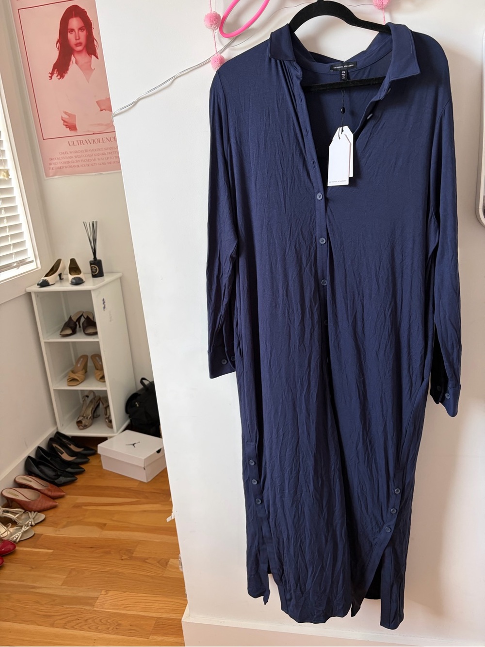 Universal Standard Navy Button-Front Shirt Dress